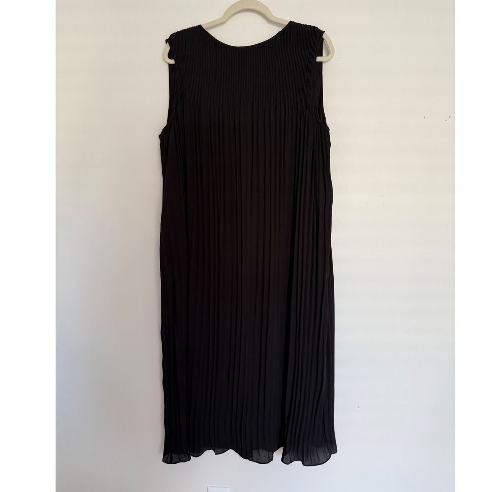 Black Label by Chicos Black Pleated‎ Midi A Line Sleeveless Dress Cocktail Party